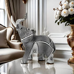 Black & White Spiral Elephant Figurine — alternate angle view