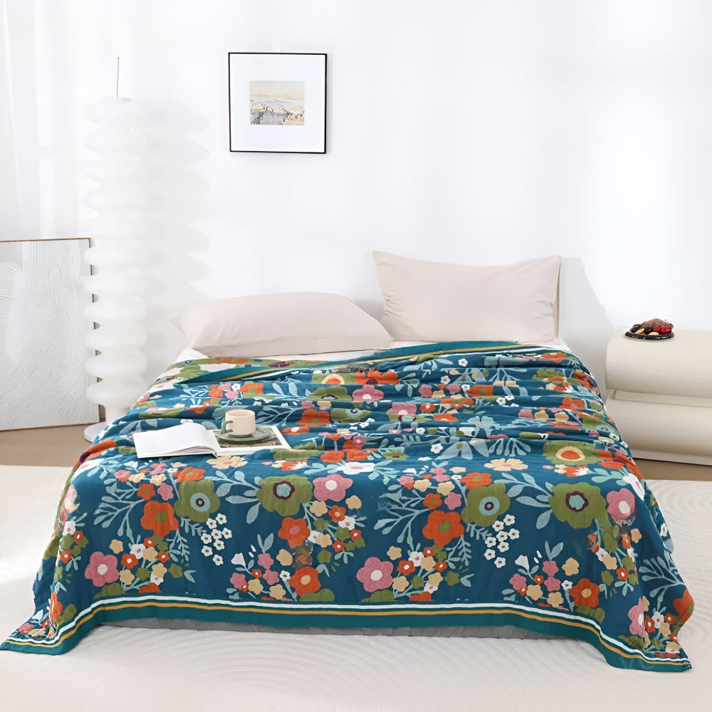 Wildflower Botanical Bliss Cotton Blanket — alternate angle view