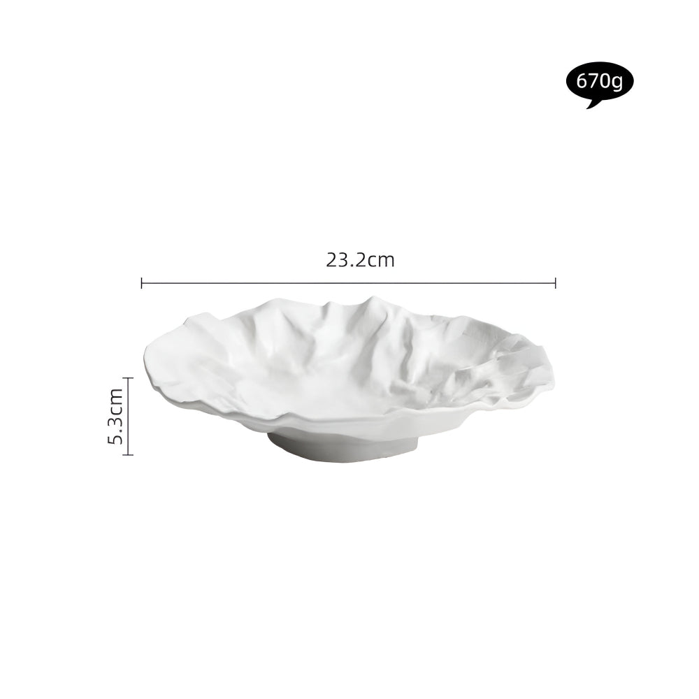 Artisan Wrinkled Paper Ceramic Plate — size and scale reference