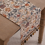 Vintage Floral & Bird Jacquard Table Runner — product close-up