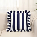 Retro Striped Ruffle Cushion Cover — material texture close-up