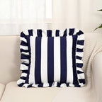 Retro Striped Ruffle Cushion Cover — material texture close-up