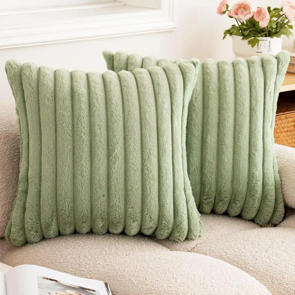Green Fluffy Cushion Cover — main product photo