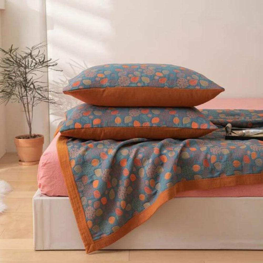 Rustic Floral Cotton Coverlet — product close-up