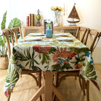 Monstera Leaves Cotton Tablecloth — product close-up
