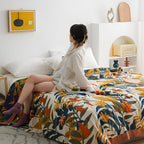 Sunrise Flora Cotton Blanket — lifestyle shot