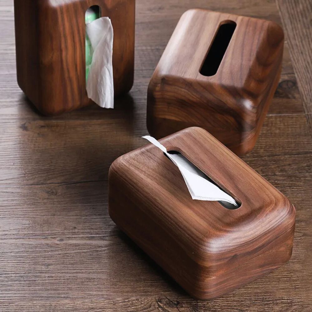 Earthtone Wooden Tissue Holder — main product photo