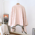Embroidered Warm Fleece Shawl Wrap — product close-up