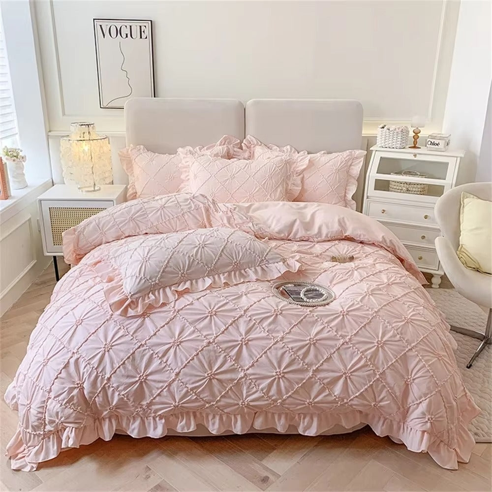 Belle Cotton Plush Ruffle Bedding | 4pcs Set — alternate angle view