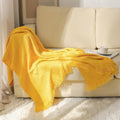 Waffle Weave Cotton Knitted Tassel Blanket — main product photo