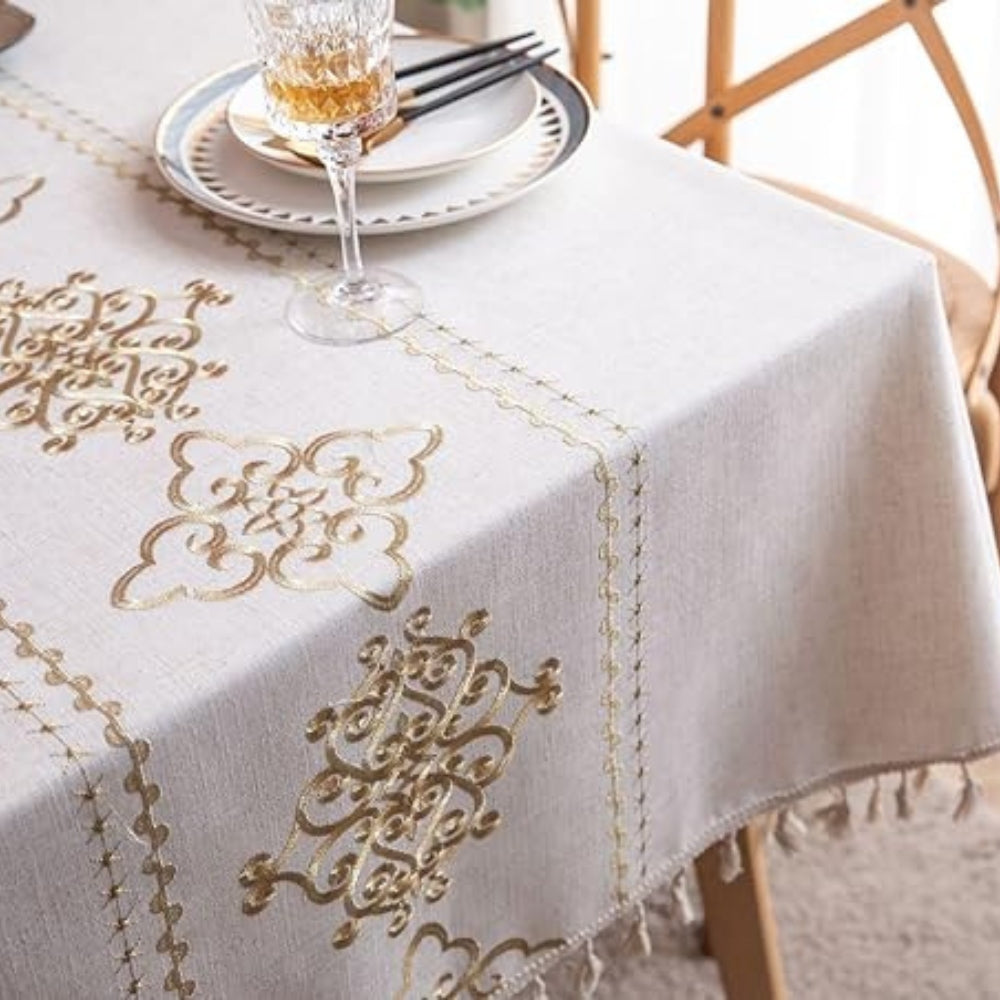 Sorella Luxe Embroidered Tablecloth — alternate angle view