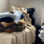 Cotton Crinkle Tassel Blanket — product in use