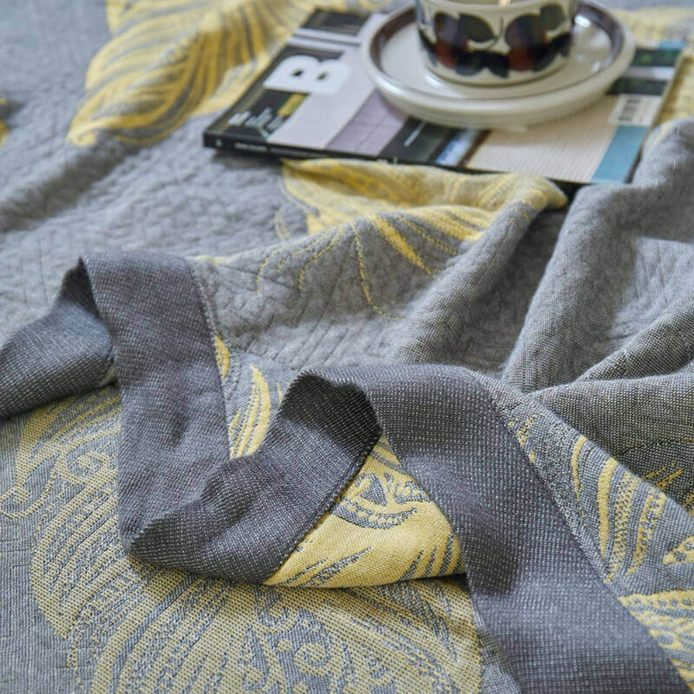 Feather Print Bamboo Fiber Reversible Blanket — alternate angle view