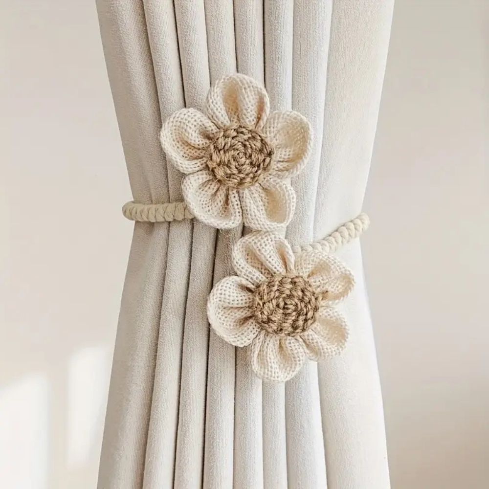 Floral Hemp Curtain Tie Back | 2Pcs Set — additional view