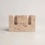 Dual Travertine Taper Candle Holder — product in use