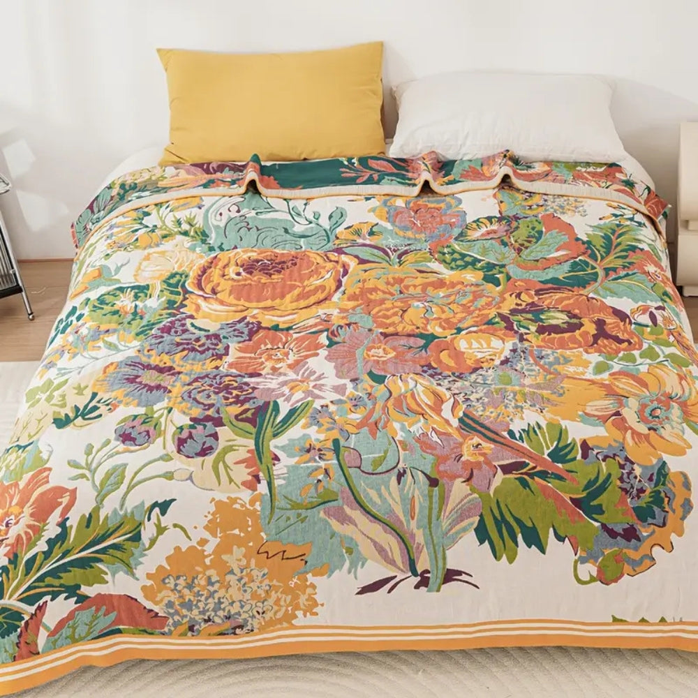 Sienna Floral Bloom Cotton Blanket — main product photo