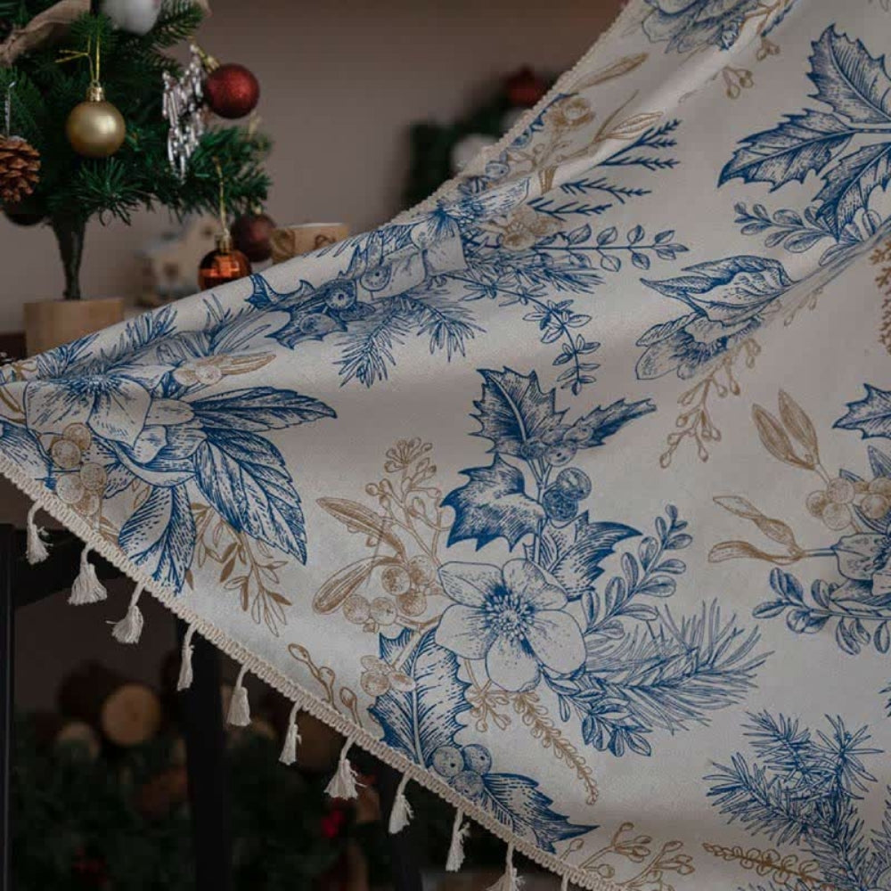 Farmhouse Botanical Blue Floral Curtain — lifestyle shot