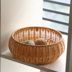 Dome-Shaped Knitted Rattan Basket with Lid — alternate angle view