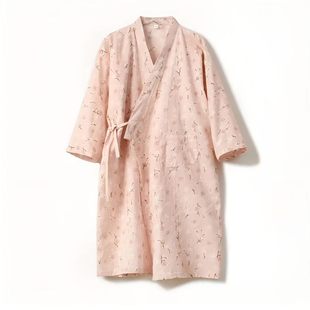 Women's Floral Pattern Cotton Bathrobe — product feature detail