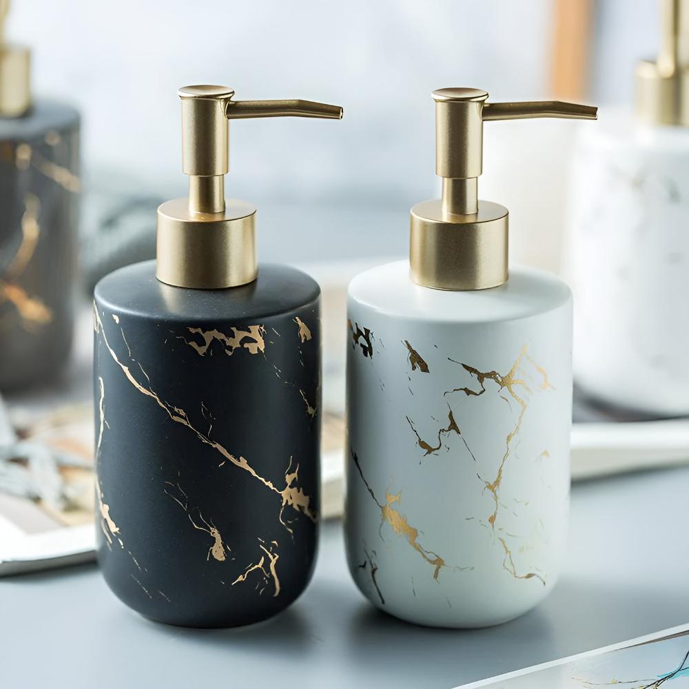 Golden Marble Luxe Dispenser — product in use