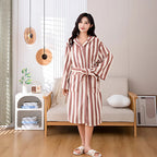 Cloud-Soft Unisex Striped Bathrobe — lifestyle shot