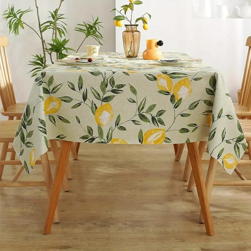 Lemon Leaf Tablecloth — product in use