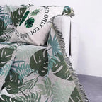 Palm Leaves Sofa Cover Tassel Blanket — alternate angle view