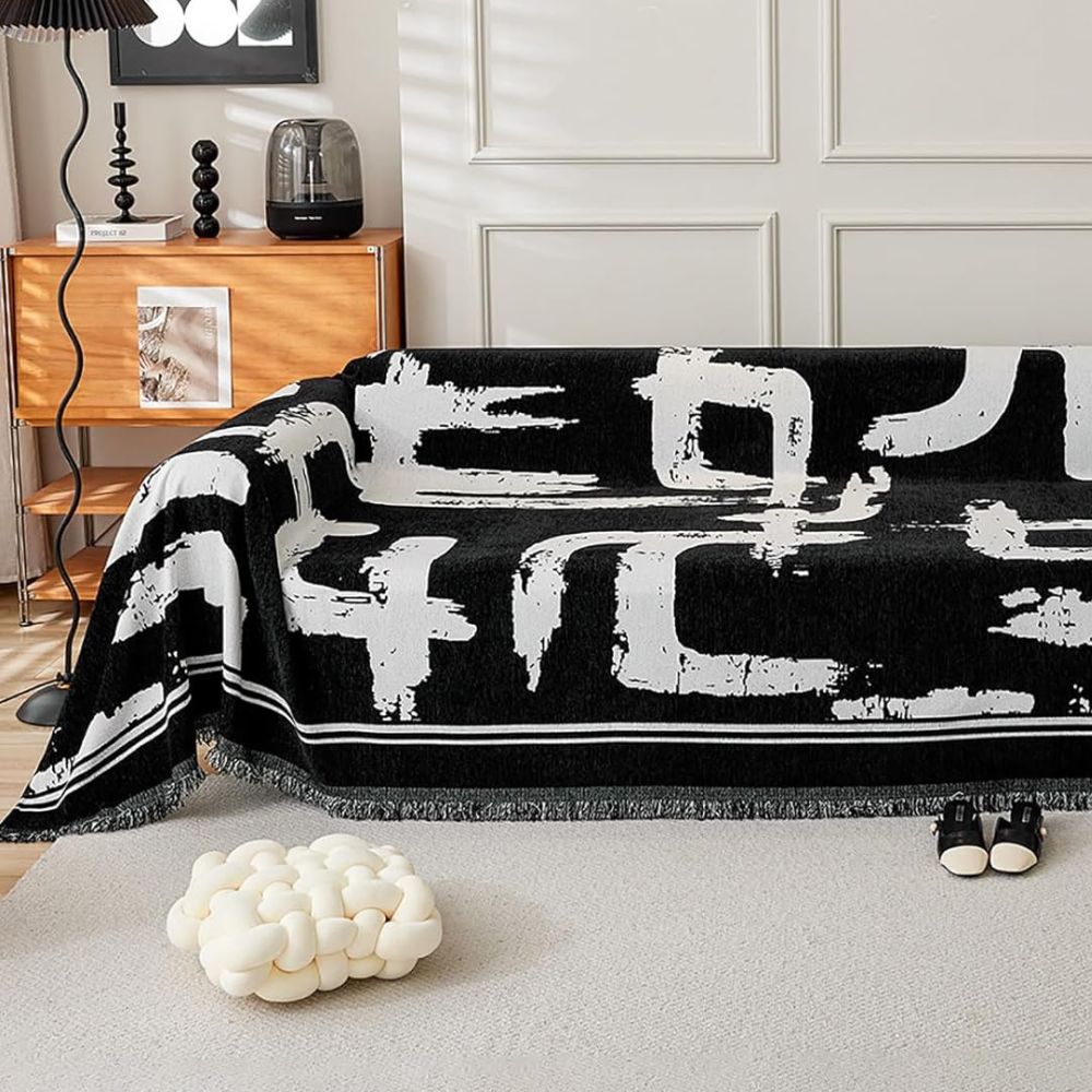 Brushstroke Art Sofa Cover — product in use