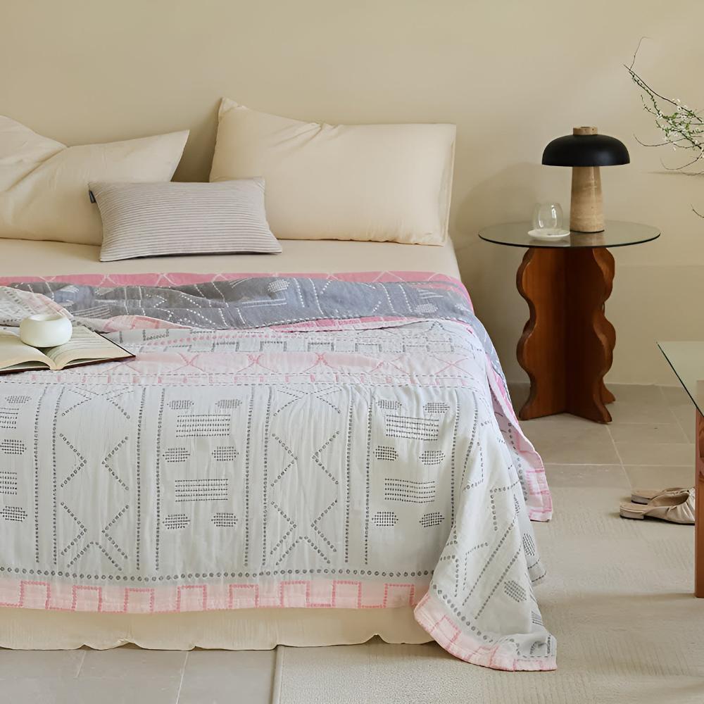 Geometric Cotton Blanket — alternate angle view