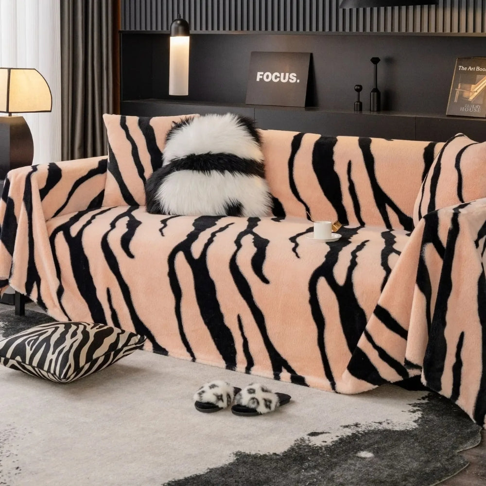 Wild Stripes Zebra Fleece Sofa Cover — size and scale reference