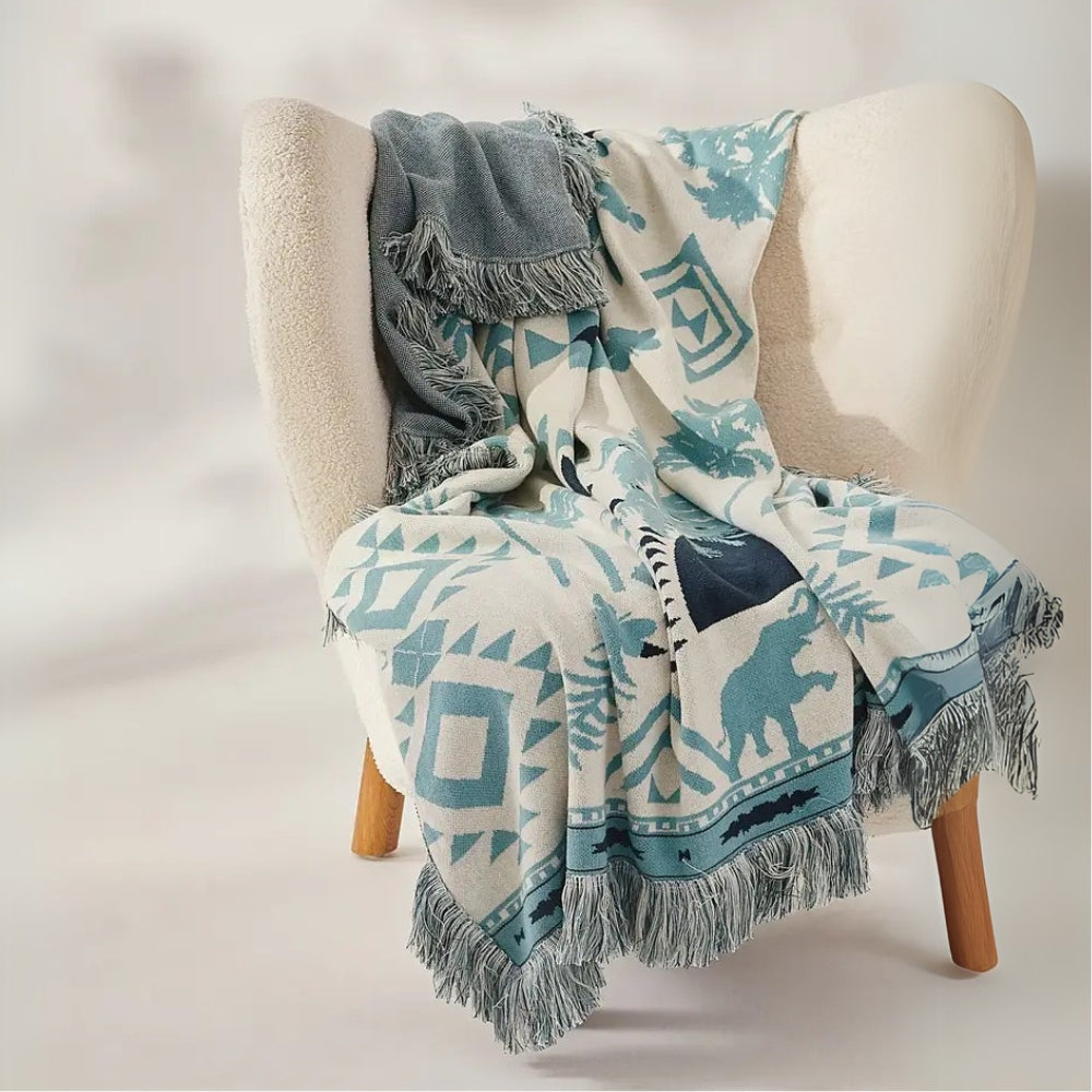 Azura Boho Geometric Knit Blanket — product feature detail