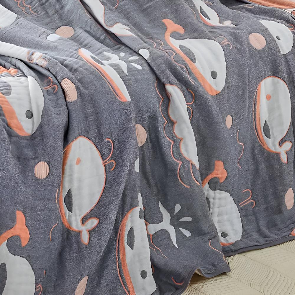 Ocean Dreams Whale Cotton Blanket — lifestyle shot
