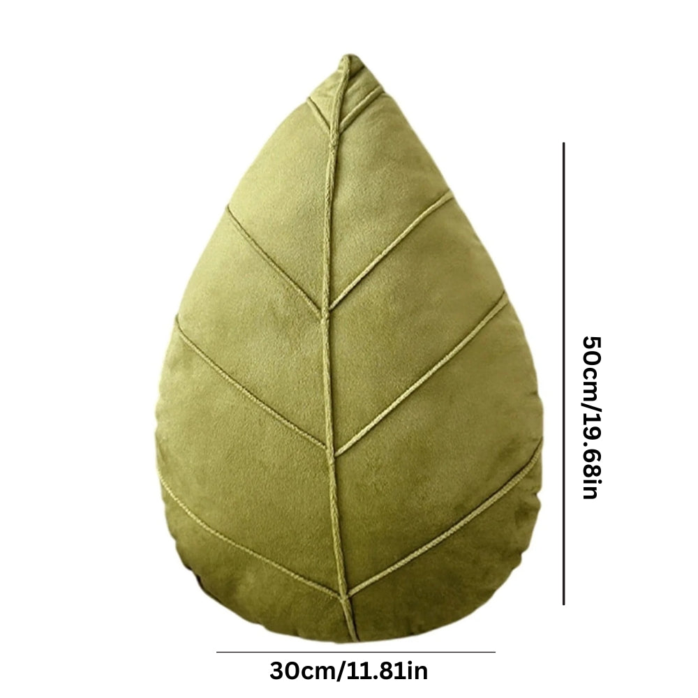 Verdant Flourish Leaf Shaped Cushion — alternate angle view