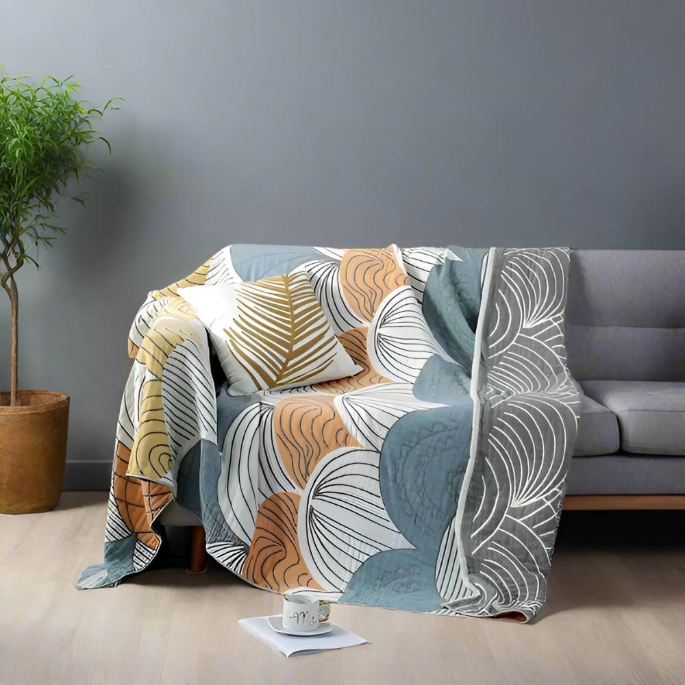 Scallop-Pattern Cotton Blanket — product detail view