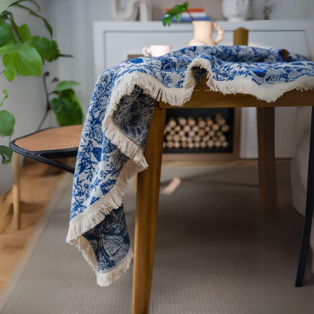 Blue Butterfly Garden Tablecloth — product close-up