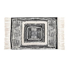Black and White Geometric Tassel Floor Mat — product close-up