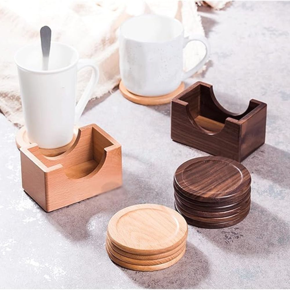 Japanese Style Wooden Coaster | 6pcs Set — main product photo