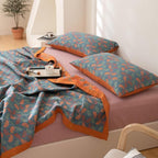 Ginkgo Leaf Print Reversible Blanket — product in use