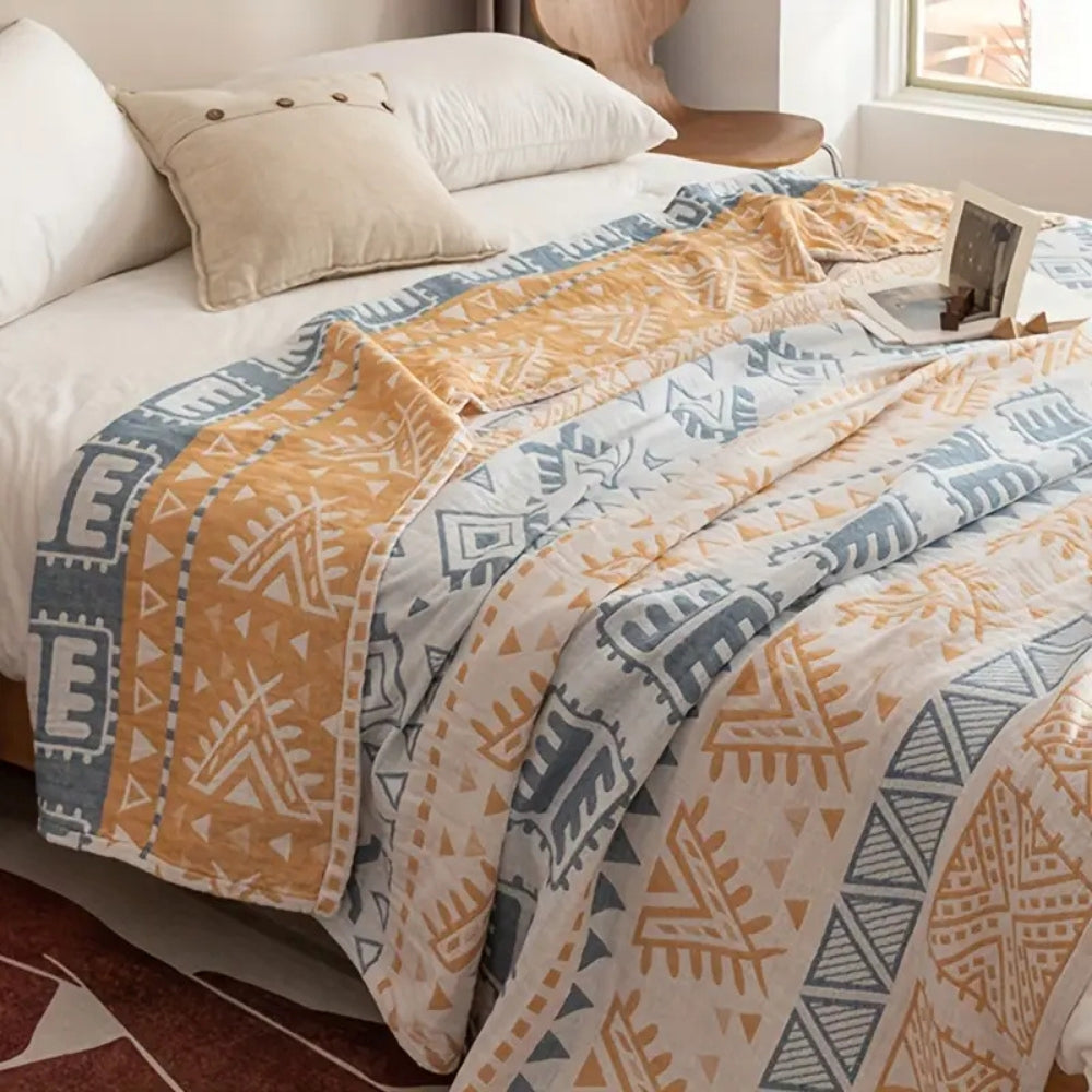 Aztec Layers Pure Cotton Blanket — product in use