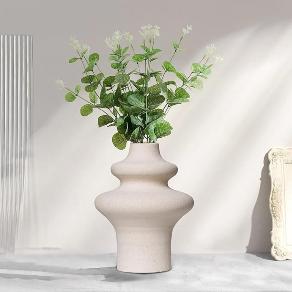 Nordic Beige Ceramic Flower Vase — product in use