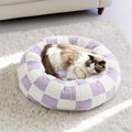 Snuggle Floral Checkerboard Pet Bed — lifestyle shot