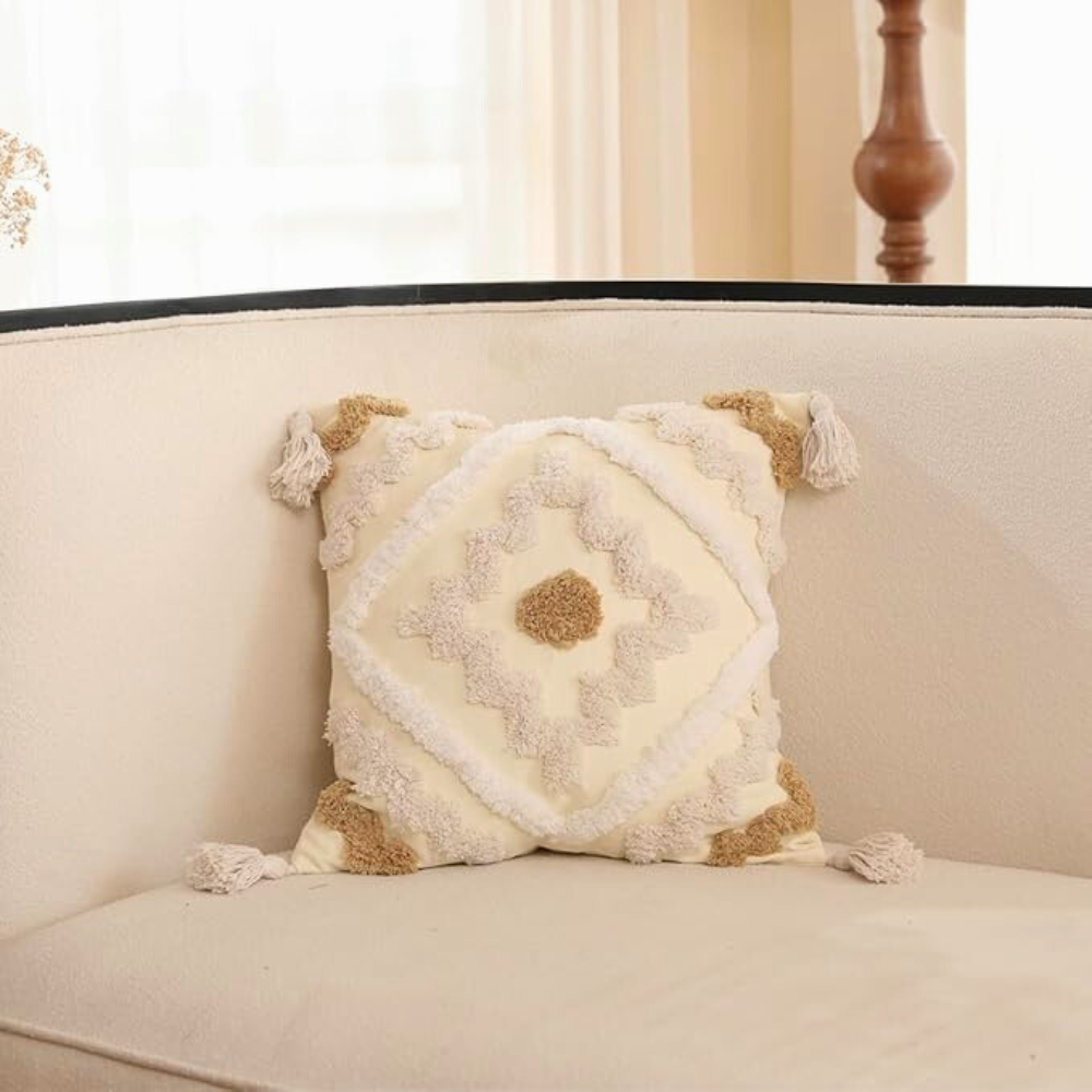 Bohemian Bliss Tufted Pillow Cover — product in use