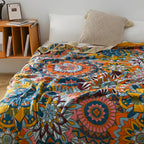 Moroccan Floral Jacquard Cotton Blanket — product in use