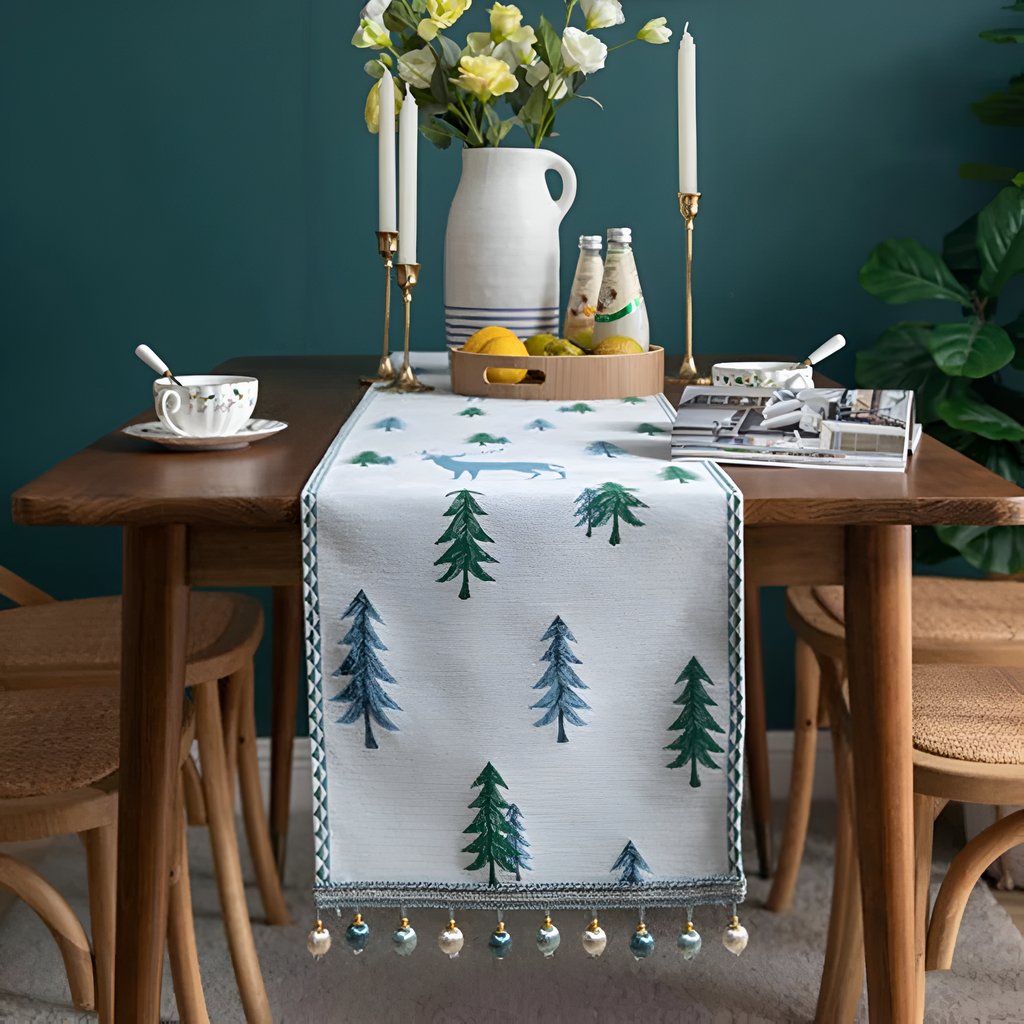 Festive Pine Tree Tassel Runner — main product photo