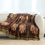 Bohemian Elephant Print Tassel Blanket — product detail view
