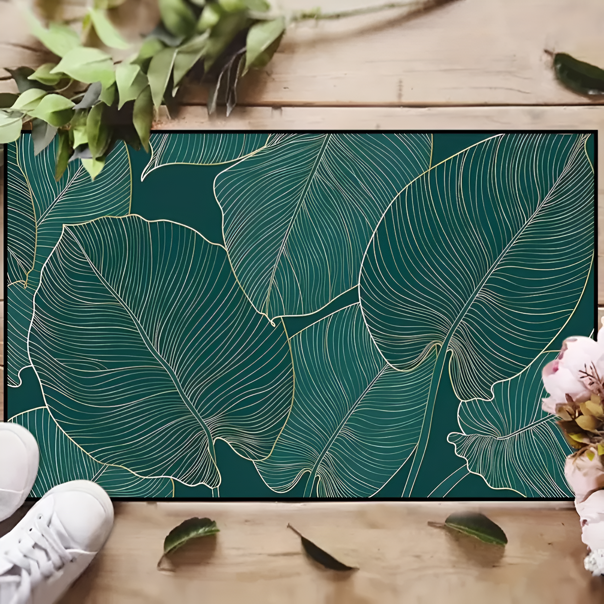 Gold Linear Leaf Door Mat — product detail view
