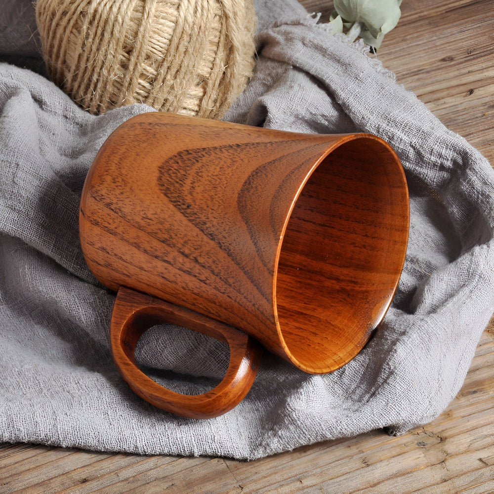 Rustic Japanese Style Wooden Mug — alternate angle view