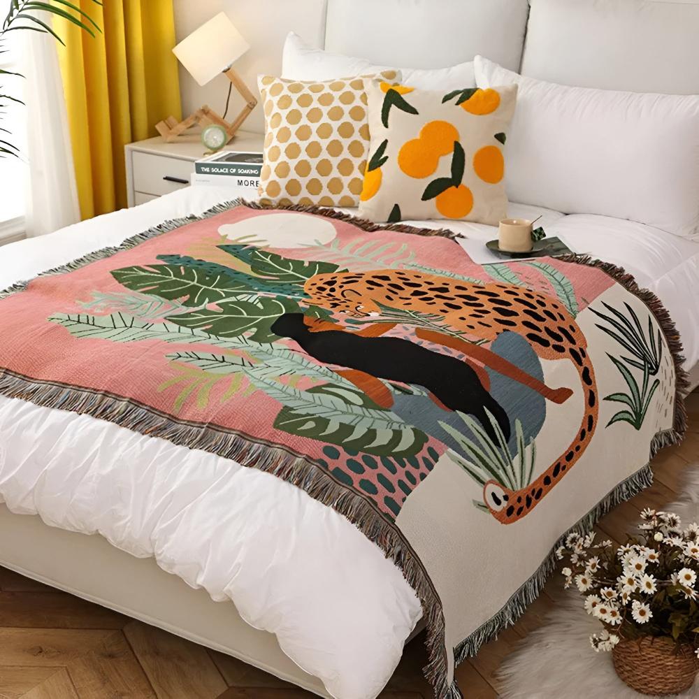 Jungle Leopard Patterned Throw Blanket — main product photo