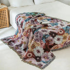 Vintage Flora Woven Tasseled Blanket — product close-up