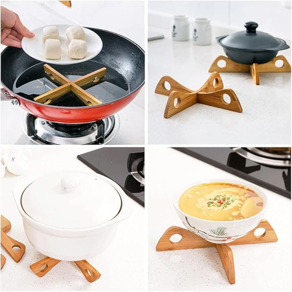 Bamboo Pot Stand & Steam Rack — lifestyle shot